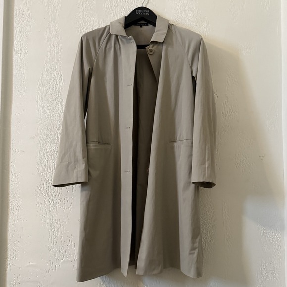 Theory Trench Coat Women's Size Large Button Tan with Detachable Hood - Picture 2 of 16